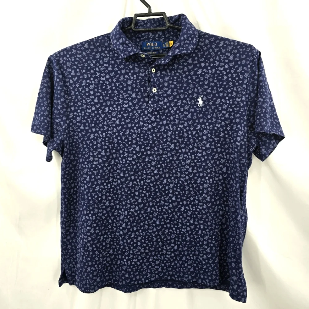 Polo Ralph Lauren Men's Size XL Blue White Floral All Over Print Slim Fit Cotton - Picture 2 of 9